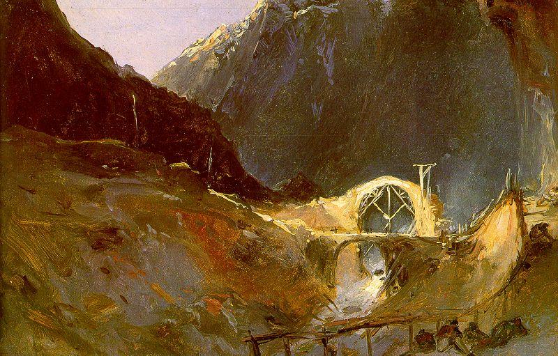 Charles Blechen The Building of the Devil's Bridge oil painting picture